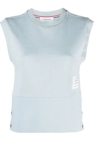 Thom Browne Logo-patch sleeveless cotton top