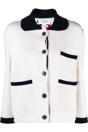 Thom Browne Colourblock-trims knitted cardigan