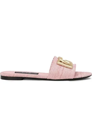 Dolce & Gabbana DG-logo raffia slides