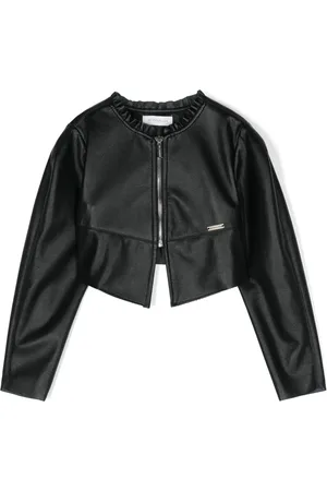 MONNALISA Logo-plaque faux-leather jacket