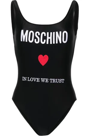 Moschino Logo-embroidered open-back swimsuit