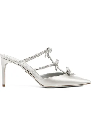 RENE CAOVILLA 80mm bow-detail satin mules