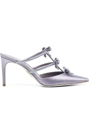 RENE CAOVILLA 100mm bow-detail satin mules