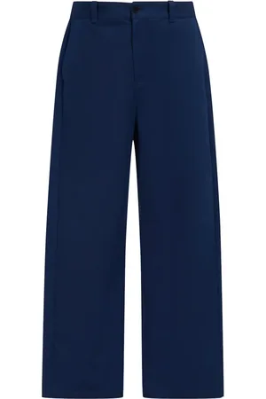 Marni Logo-waistband straight-leg cotton trousers
