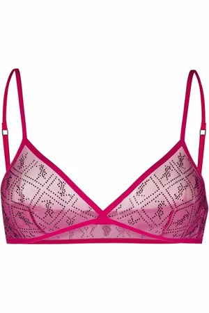 Saint Laurent Logo-embellished mesh bra