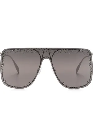 Alexander McQueen Rhinestone-embellished shield-frame sunglasses