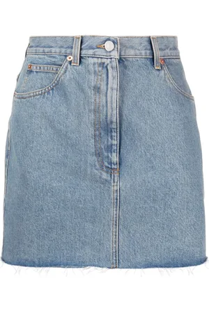 Gucci Raw-edge denim miniskirt