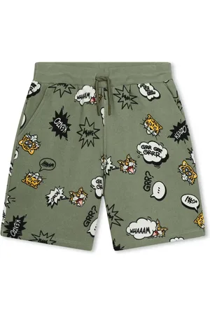 Kenzo Tiger-print drawstring cotton shorts