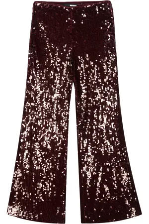 ROTATE High-waisted flared sequinned trousers