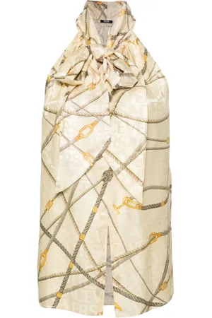 VERSACE Chain-link print halterneck top