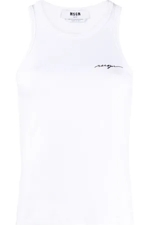 Msgm Embroidered-logo ribbed tank top