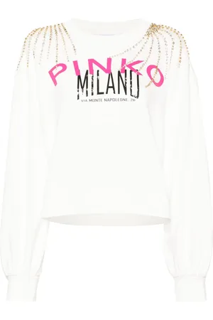 Pinko Logo-print crystal-embellished sweatshirt