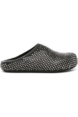 Marni Rhinestone-embellished leather slippers