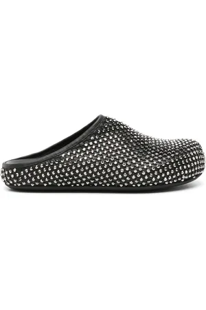 Marni Rhinestone-embellished leather slippers