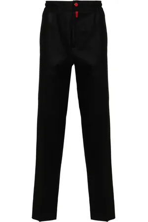 Kiton Contrast-button straight-leg trousers