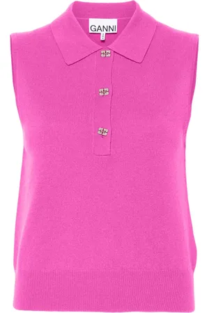 Ganni Logo-buttons sleeveless top