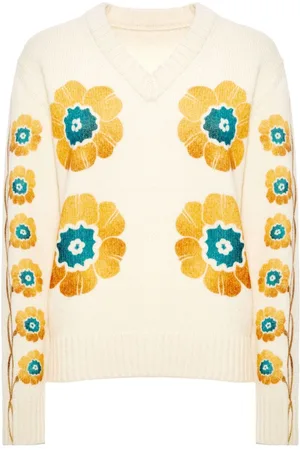 La DoubleJ Floral-print v-neck jumper