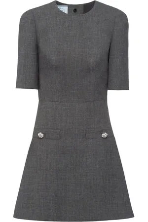 Prada Button-embellishment wool minidress