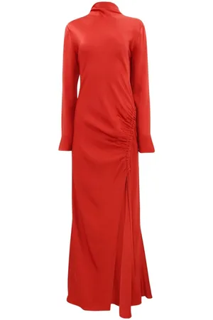 LAPOINTE Ruched satin gown dress