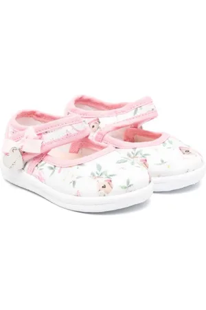 MONNALISA Floral-print touch-strap ballerinas