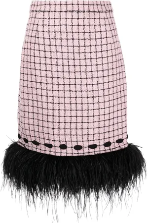 HUISHAN ZHANG Valerian feather-trim midi skirt