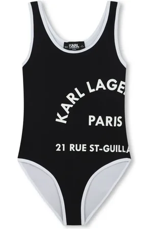 Karl Lagerfeld Logo-print contrasting-trim swimsuit