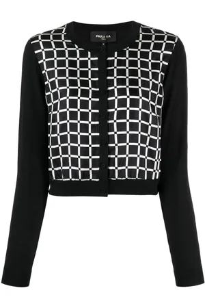 Paule Ka Geometric-print crew-neck cardigan