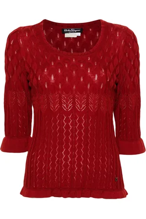 Salvatore Ferragamo 2000s pointelle-knit wool top