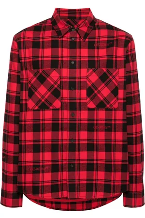 OFF-WHITE Logo-embroidered checked cotton shirt