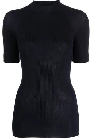 Sa Su Phi Mock-neck fine-ribbed top