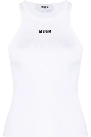 Msgm Embroidered-logo ribbed tank top