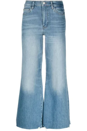 Frame Cropped wide-leg frayed jeans