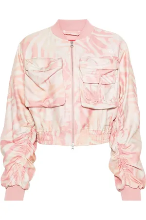 Diesel Abstract-print cropped bomber jacket