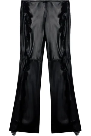 OFF-WHITE Lace-trim leather trousers