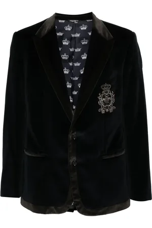 Dolce & Gabbana 2000s logo appliqué velvet-effect blazer