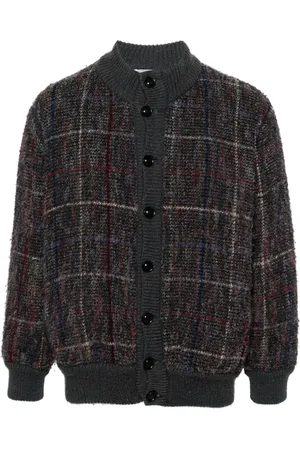 Missoni 1980s ribbed-edge checkered wool cardigan