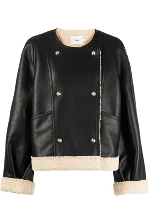 B+AB Double-breasted faux-leather jacket