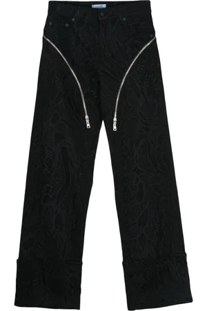 MUGLER Zip-embellished snake-print jeans