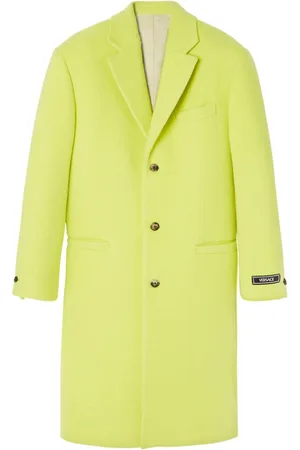VERSACE Logo-patch wool blend single-breasted coat