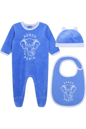 Kenzo Embroidered velvet babygrow set