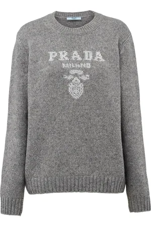 Prada Logo-intarsia lamé cashmere jumper