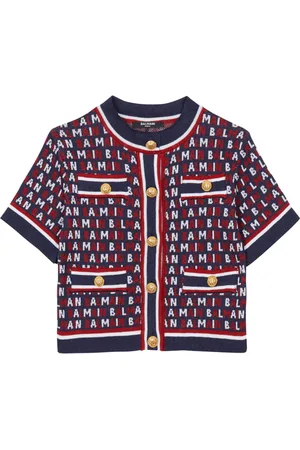 Balmain Logo-jacquard short-sleeve cardigan