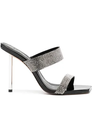 Schutz 120mm crystal-embellished leather mules