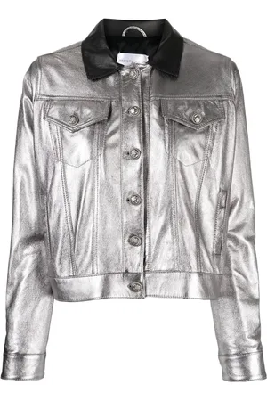 Madison.Maison Metallic-finish buttoned leather jacket