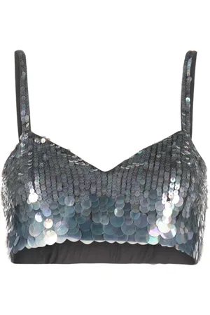 P.A.R.O.S.H. Iridescent sequin cropped top