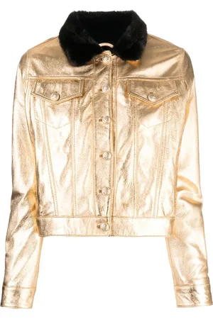 Madison.Maison Metallic-finish buttoned leather jacket