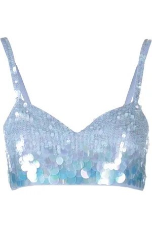 P.A.R.O.S.H. Iridescent sequin cropped top
