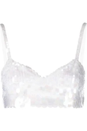 P.A.R.O.S.H. Iridescent sequin cropped top