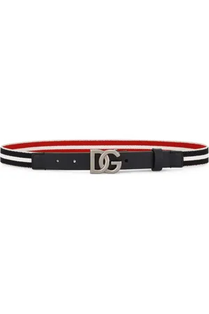 Dolce & Gabbana Striped logo-plaque belt
