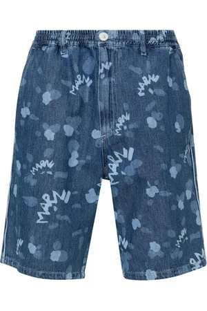 Marni All-over logo-print denim shorts